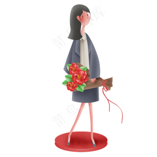 拿花束的职业女性