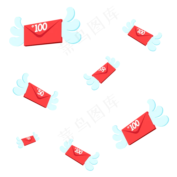 翅膀漂浮红包(2000*2000px 300 dpi )ai矢量模版下载