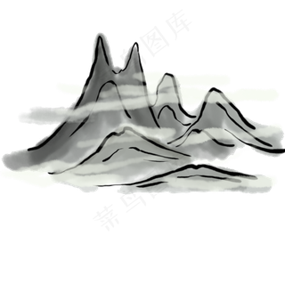 精美灰色山水画