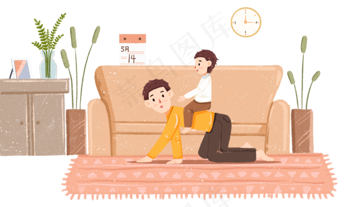 父亲节爸爸和儿子玩耍场景