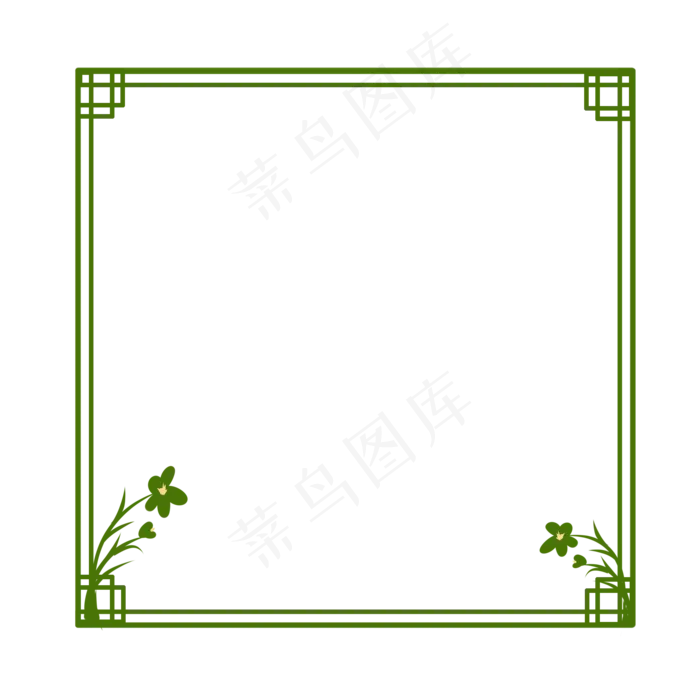 中国风绿色小花边框(2000X2000(DPI:300))psd模版下载