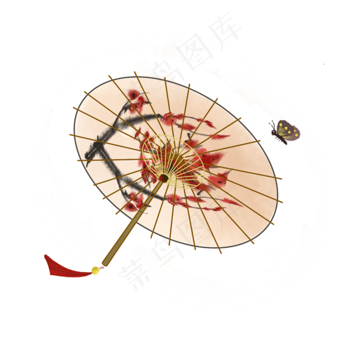 油纸伞梅花中国风古典PNG,免抠元素