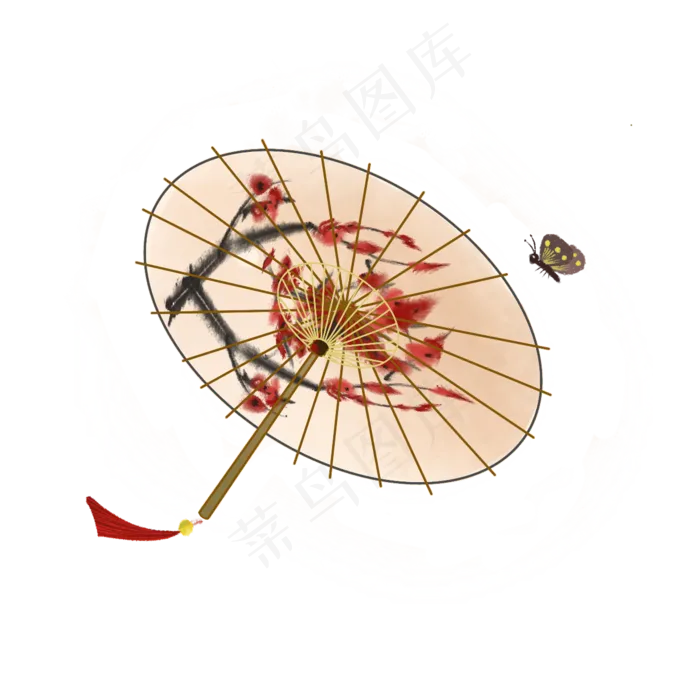 油纸伞梅花中国风古典PNG,免抠元素