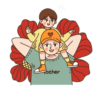 父亲节爸爸举着女儿