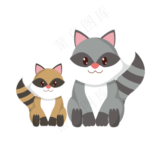 卡通浣熊父子矢量素材