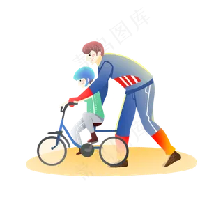 父亲节学自行车素材