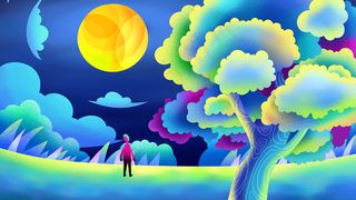 蓝色系卡通手绘风缤纷色彩配图