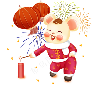 2020年春节鼠年放鞭炮,免抠元素