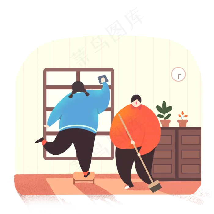 劳动节人物家务劳动扁平风免扣png,免抠元素(3000*3000px 300 dpi )psd模版下载
