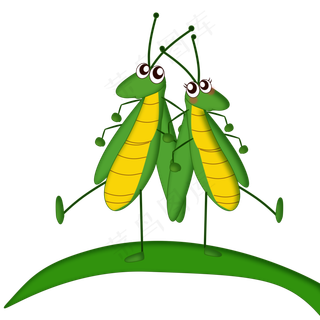 两个卡通蚱蜢png素材