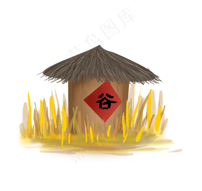 立秋手绘谷子粮仓,免抠元素