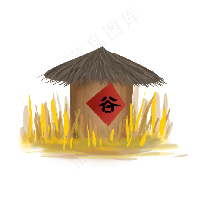 立秋手绘谷子粮仓,免抠元素(3089*2925px 300 dpi )psd模版下载