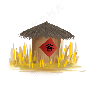 立秋手绘谷子粮仓,免抠元素