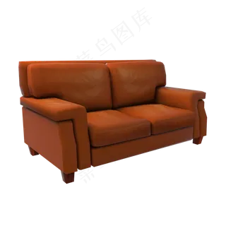 真皮双人头层皮沙发,免抠元素