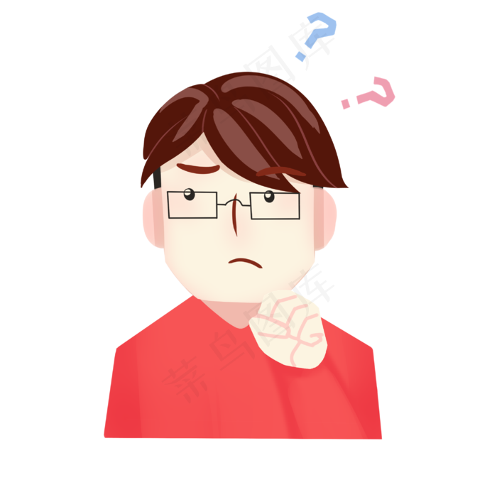 问号免扣儿童素材手绘疑问,免抠元素(3000*3000px 300 dpi )psd模版下载