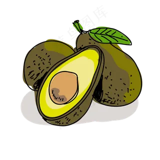 手绘牛油果PNG免抠