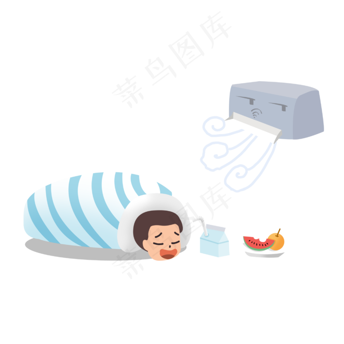 躲被窝吹空调的孩子(3000X3000(DPI:300))psd模版下载