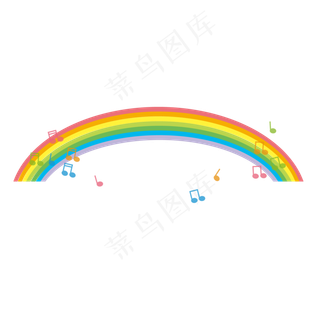 矢量卡通彩虹音符装饰元素,免抠元素