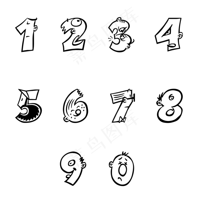 原创卡通可爱人物数字艺术字(2000X2000(DPI:150))psd模版下载