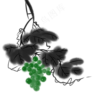 水墨夏季水果葡萄