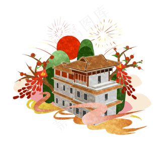 中国风国潮新春鞭炮装饰