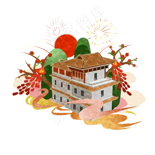 中国风国潮新春鞭炮装饰