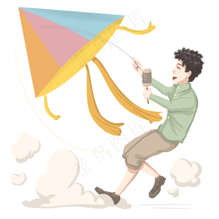 清明节放风筝的男孩