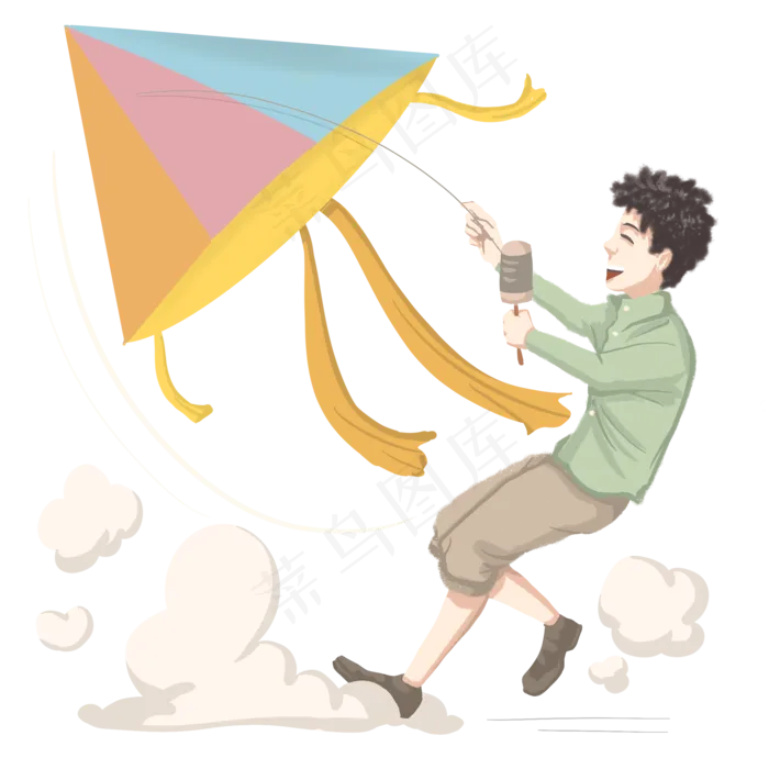 清明节放风筝的男孩