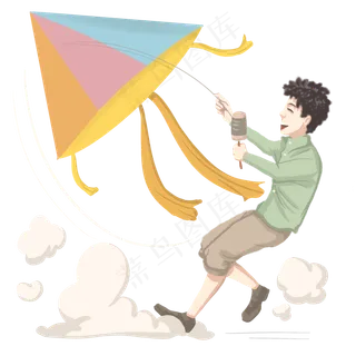 清明节放风筝的男孩