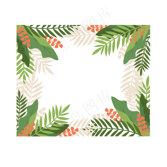 夏季夏天暑假植物画框免扣素材