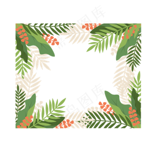 夏季夏天暑假植物画框免扣素材