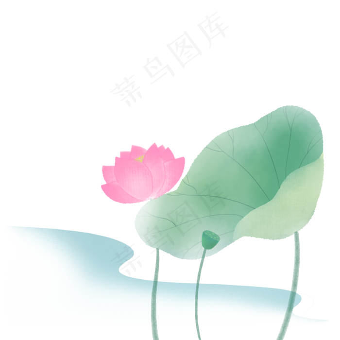 荷花荷叶中国风免扣