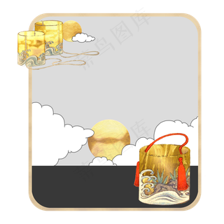 中国古典国潮装饰边框宫廷金桶