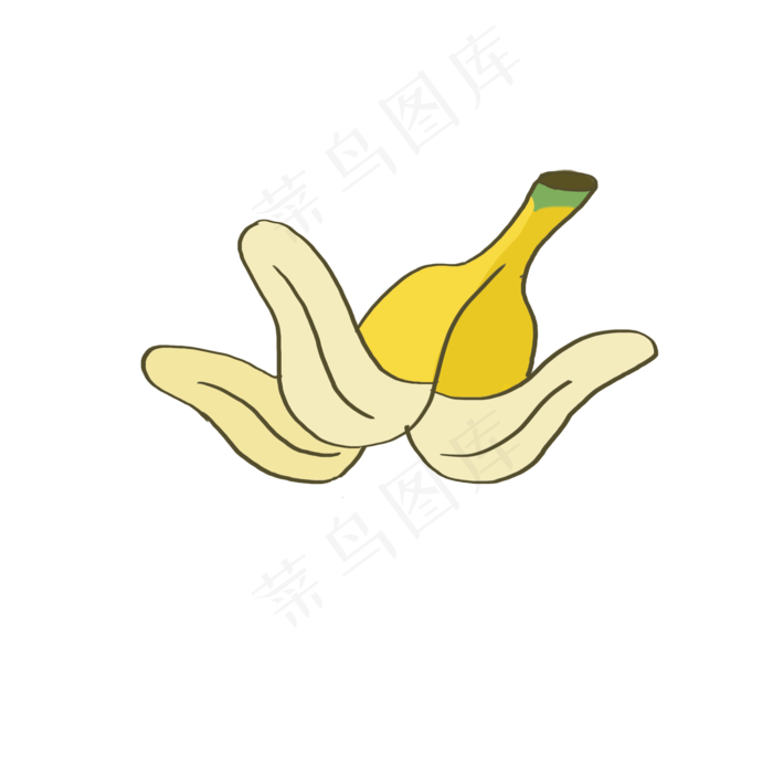 手绘水彩黄色香蕉皮(2000X2000(DPI:300))psd模版下载