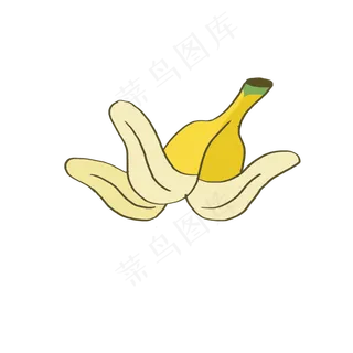手绘水彩黄色香蕉皮