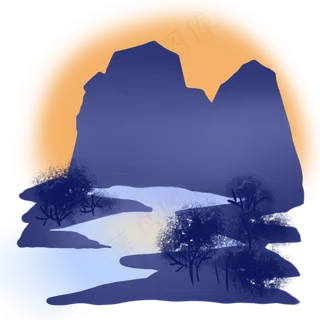 傍晚黄昏中国风山水 傍晚黄昏中国风山水