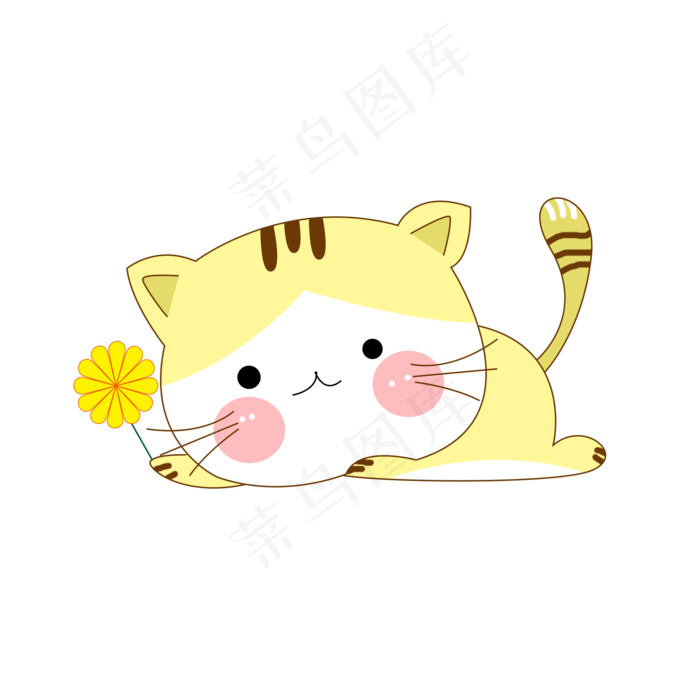 黄色软萌可爱小猫咪卡通,免抠元素(2000*2000px)psd模版下载
