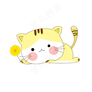 黄色软萌可爱小猫咪卡通,免抠元素