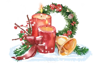 圣诞蜡烛装饰水彩,免抠元素
