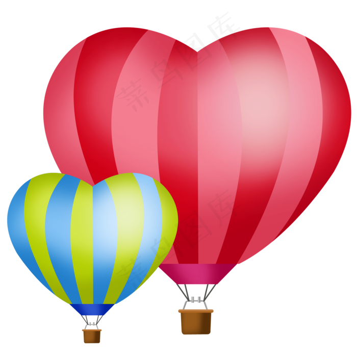 爱心热气球,免抠元素