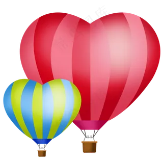 爱心热气球,免抠元素