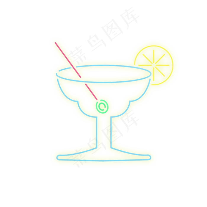 霓虹灯鸡尾酒杯,免抠元素(2000*2000px 300 dpi )psd模版下载