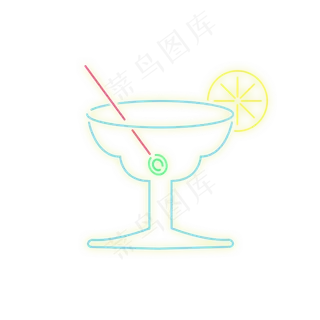 霓虹灯鸡尾酒杯,免抠元素