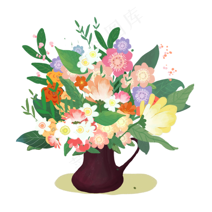 花瓶花朵五光十色(2200X2200(DPI:300))psd模版下载