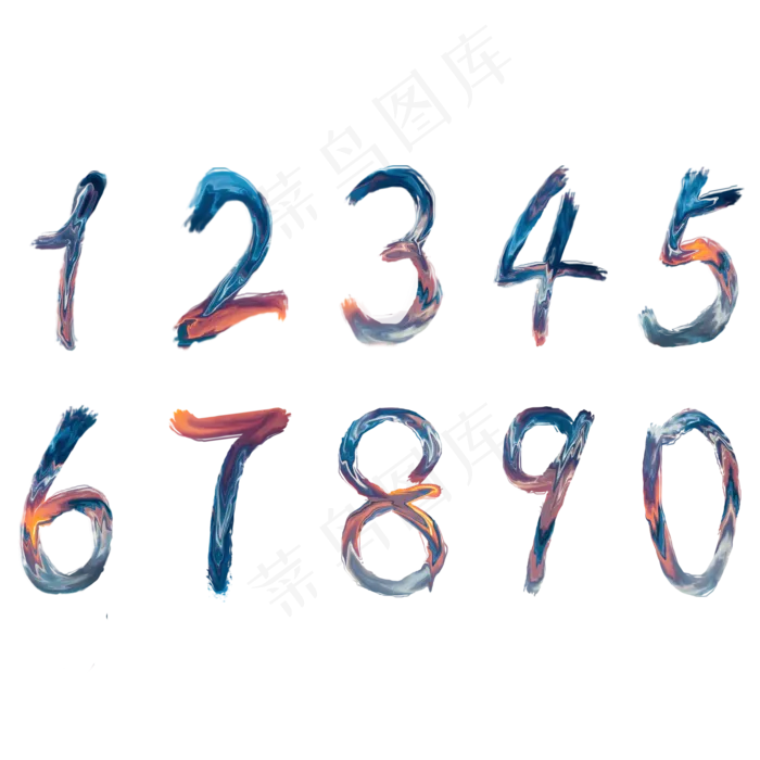 创意数字炫彩渐变水彩菜鸟图库艺术字PNG(2000*2000px)psd模版下载