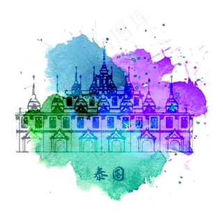 旅游地标建筑泰国,免抠元素