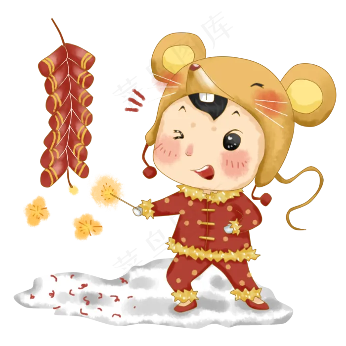 鼠年放鞭炮庆祝PNG,免抠元素
