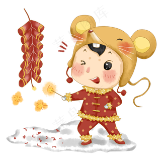 鼠年放鞭炮庆祝PNG,免抠元素