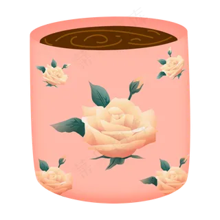 可爱粉色玫瑰甜蜜咖啡