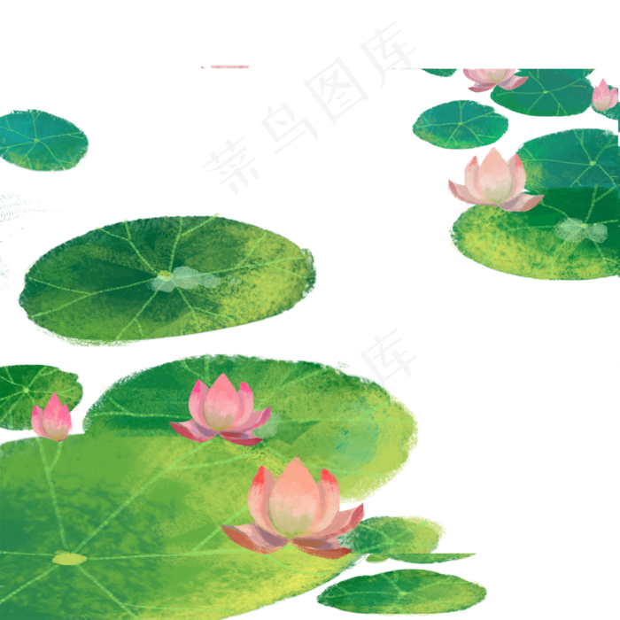 开花的卡通荷花(2000X2000(DPI:300))psd模版下载